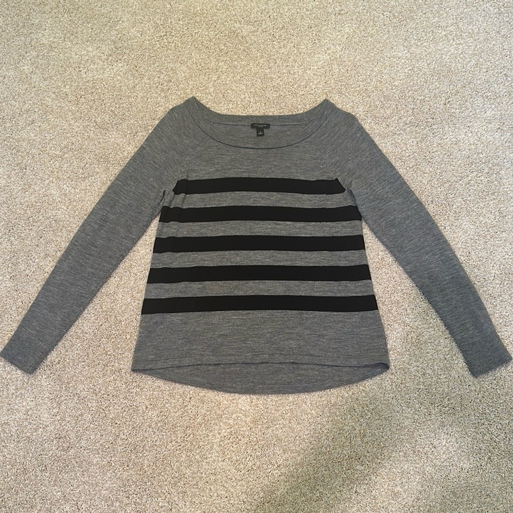 Ann Taylor gray and black striped sweater